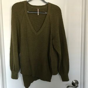 Free People Green Diagonal Sweater